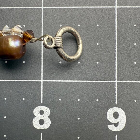 Freshwater Pearl & Crystal Double-Strand Toggle Bracelet With Metallic & Amber T - Picture 7 of 7